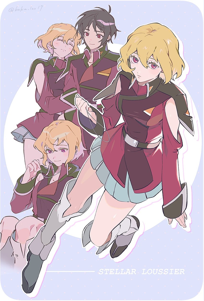 shinn asuka and stellar loussier (gundam and 2 more) drawn by hinoe_(right-hnxx03)