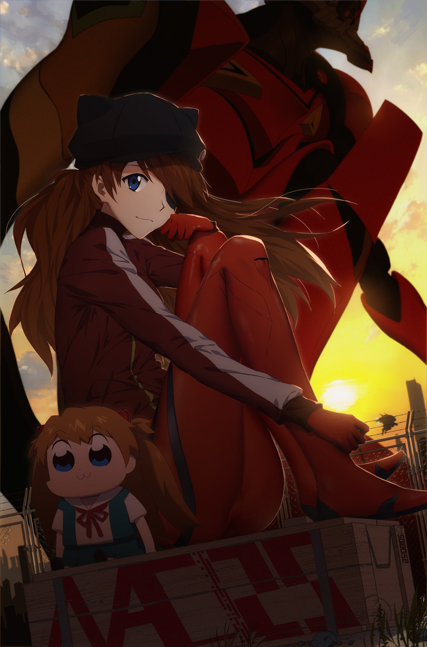 souryuu asuka langley and eva 02 (neon genesis evangelion and 3 more) drawn by ttc