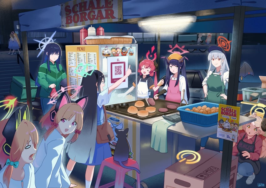 asuna, aris, karin, arona, plana, and 8 more (blue archive) drawn by fikkyun