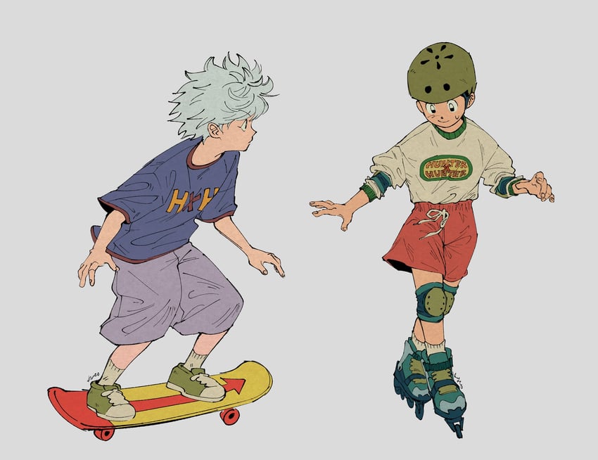 killua zoldyck and gon freecss (hunter x hunter) drawn by kyokyeo
