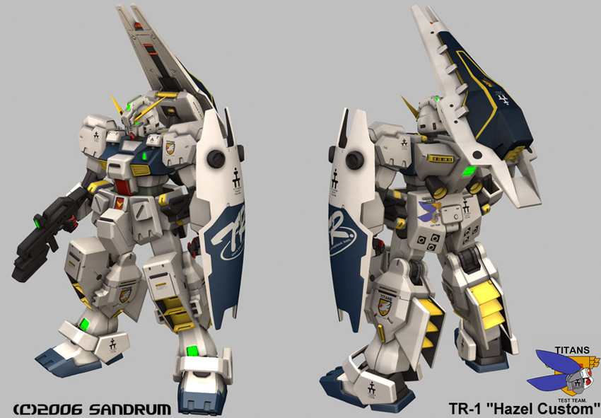 gundam tr-1 hazel and hazel custom gundam (gundam and 1 more) drawn by sandrum