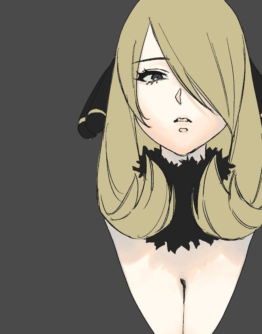 cynthia (pokemon and 1 more) drawn by akushitsu_ningen