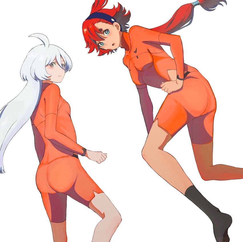 suletta mercury and miorine rembran (gundam and 1 more) drawn by suiseikaro