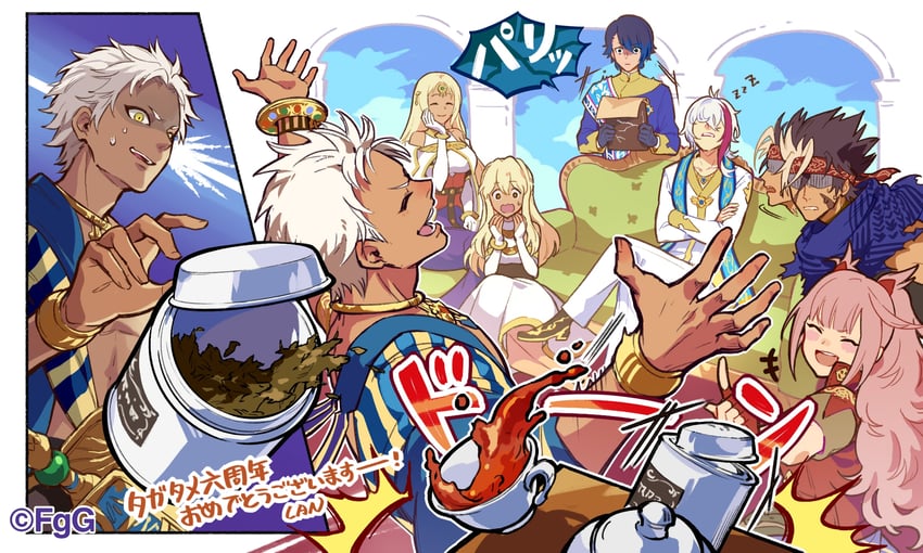 ankh, ryle, balt, carla, nefertiti, and 1 more (ta ga tame no alchemist) drawn by lan_(g-row)