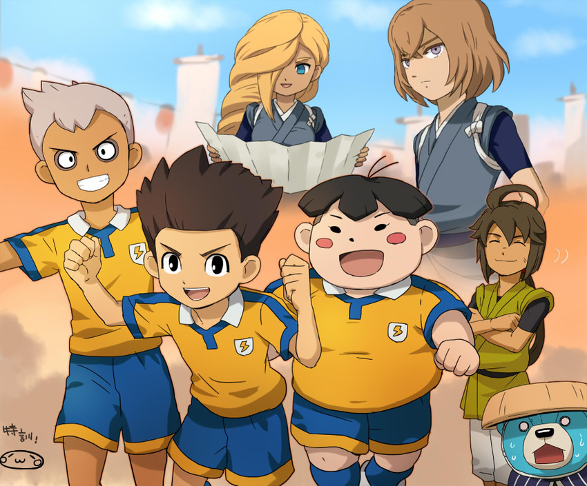 einamu, reiza, wonderbat, kinoshita toukichirou, tasuke, and 2 more (inazuma eleven and 2 more) drawn by mizuhara_aki