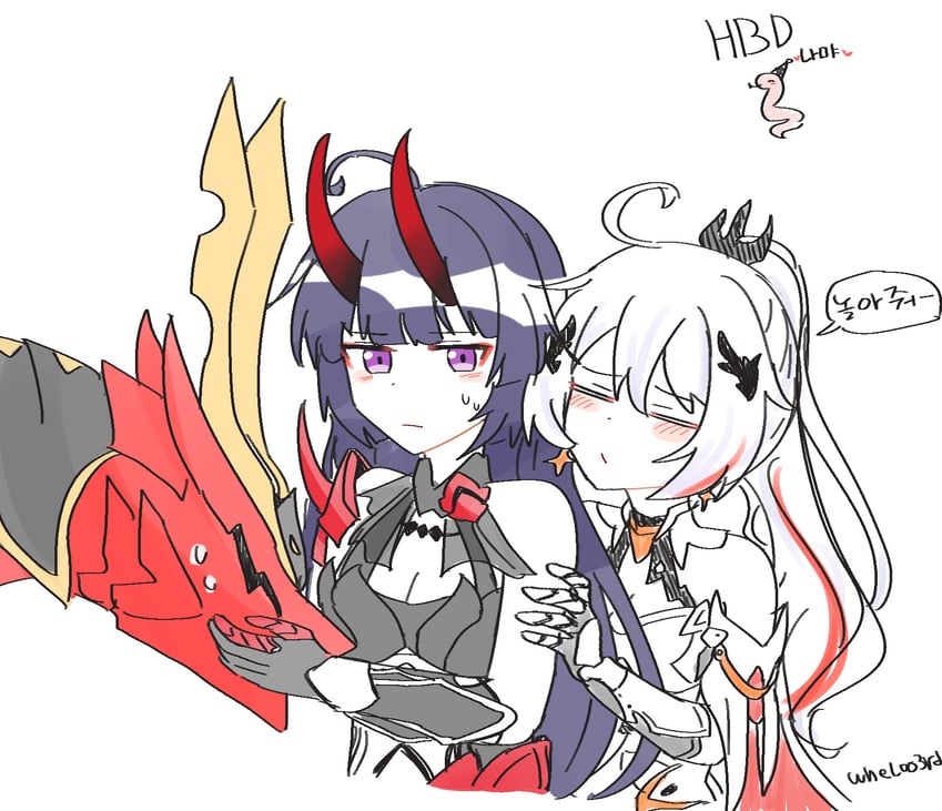 kiana kaslana, raiden mei, and kurikara (honkai and 1 more) drawn by wheloo3rd