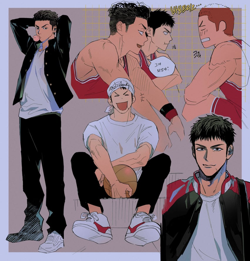 sakuragi hanamichi, miyagi ryouta, and mitsui hisashi (slam dunk) drawn by og_man