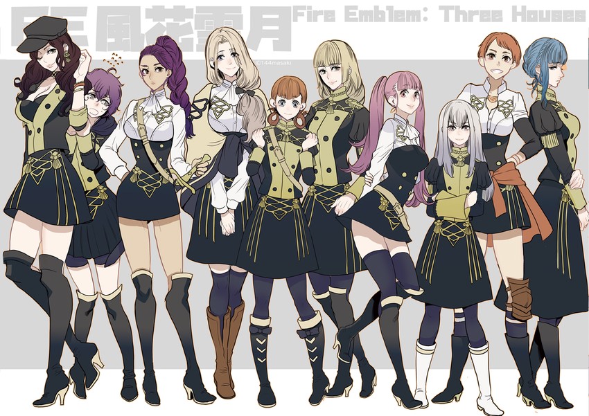 hilda valentine goneril, lysithea von ordelia, marianne von edmund, dorothea arnault, bernadetta von varley, and 5 more (fire emblem and 1 more) drawn by masakikazuyoshi
