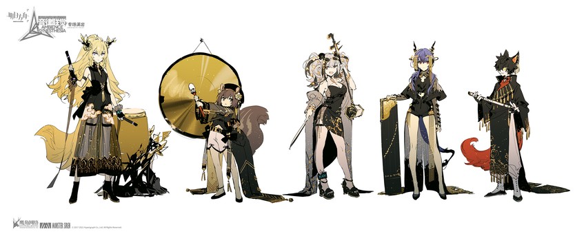 feater, ch'en, shaw, leizi, and aak (arknights and 1 more) drawn by rella