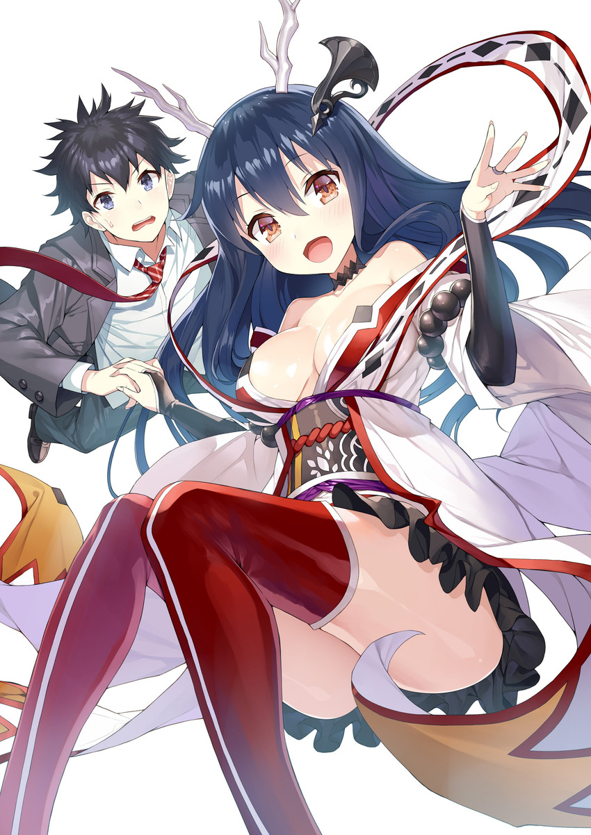 kamurai asahi and aohime no ookami (kamikoi! ~kuttsuitara toremasen~) drawn by gaou_(umaiyo_puyoman)