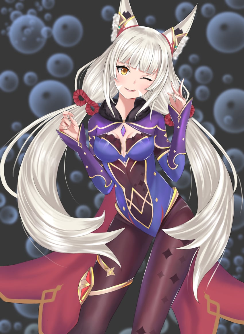 mona and nia (genshin impact and 2 more) drawn by langspower