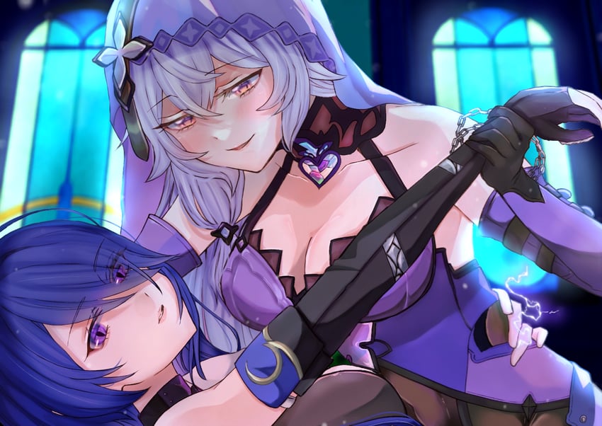 acheron and black swan (honkai and 1 more) drawn by is_(aisu)
