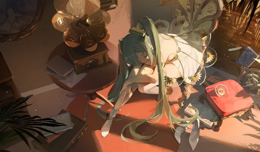 hatsune miku and gramophone miku (vocaloid and 1 more) drawn by w-t