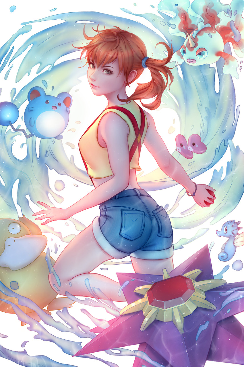 misty, psyduck, marill, luvdisc, starmie, and 2 more (pokemon) drawn by lisa_buijteweg and tsuaii