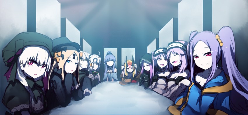 abigail williams, medusa, jack the ripper, ibaraki douji, jeanne d'arc alter santa lily, and 6 more (fate and 2 more) drawn by wada_kazu