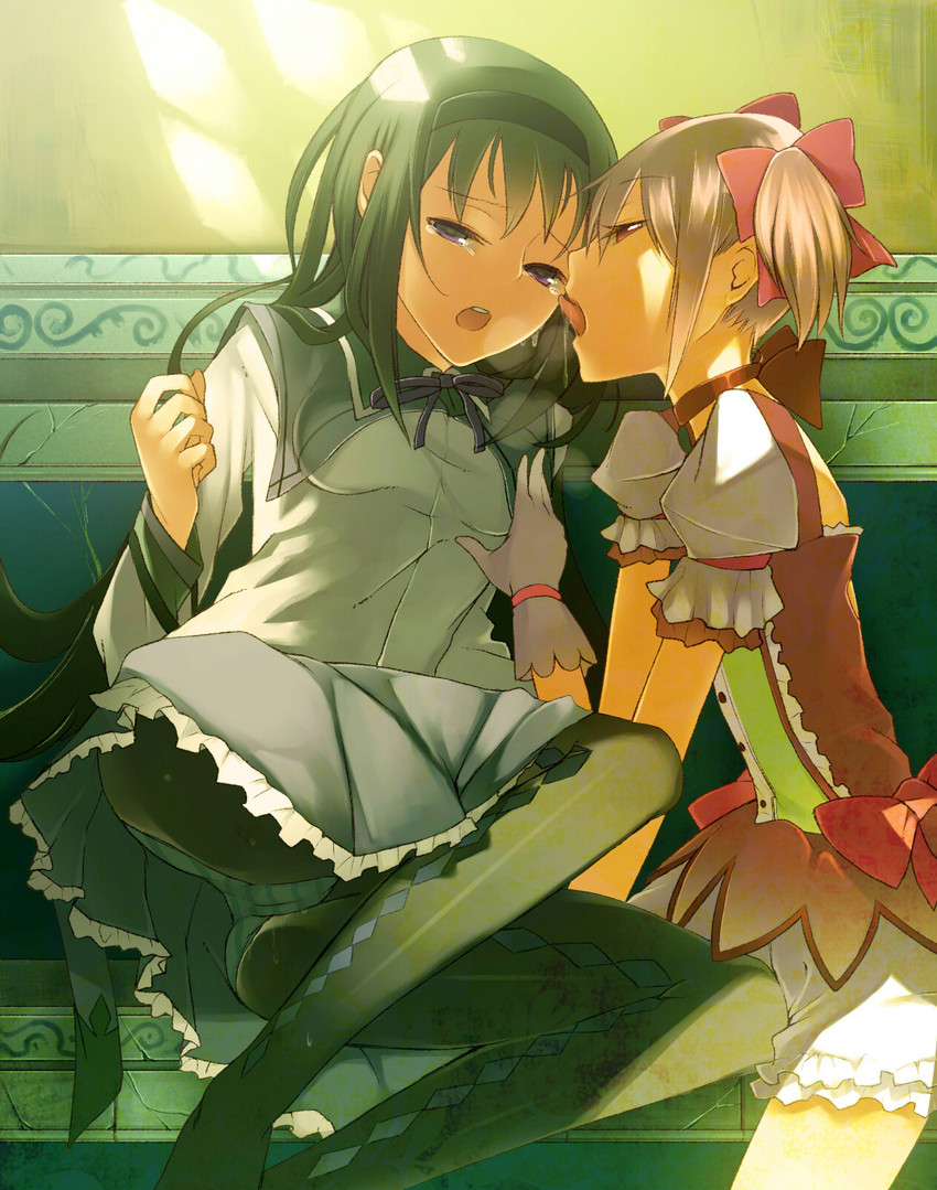 akemi homura and kaname madoka (mahou shoujo madoka magica) drawn by kakei