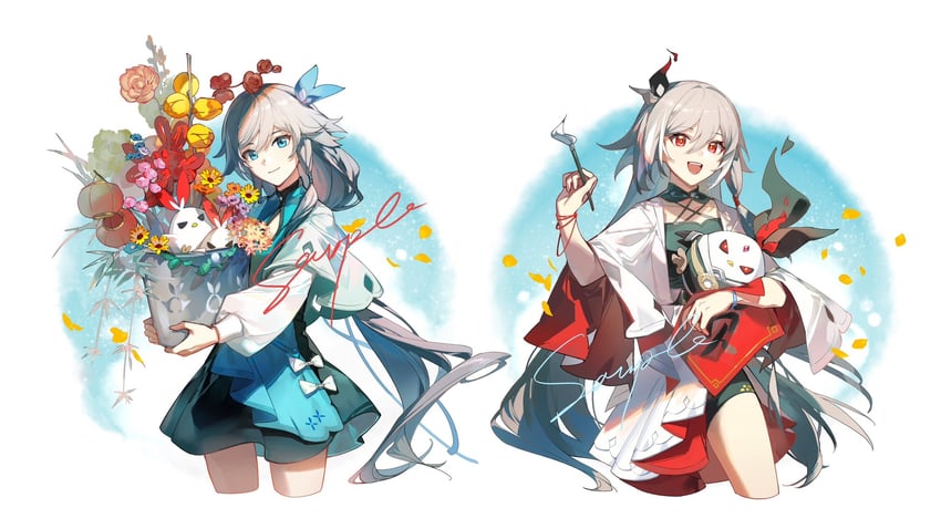 fu hua, herrscher of sentience, and jingwei (honkai and 1 more) drawn by rafaelaaa