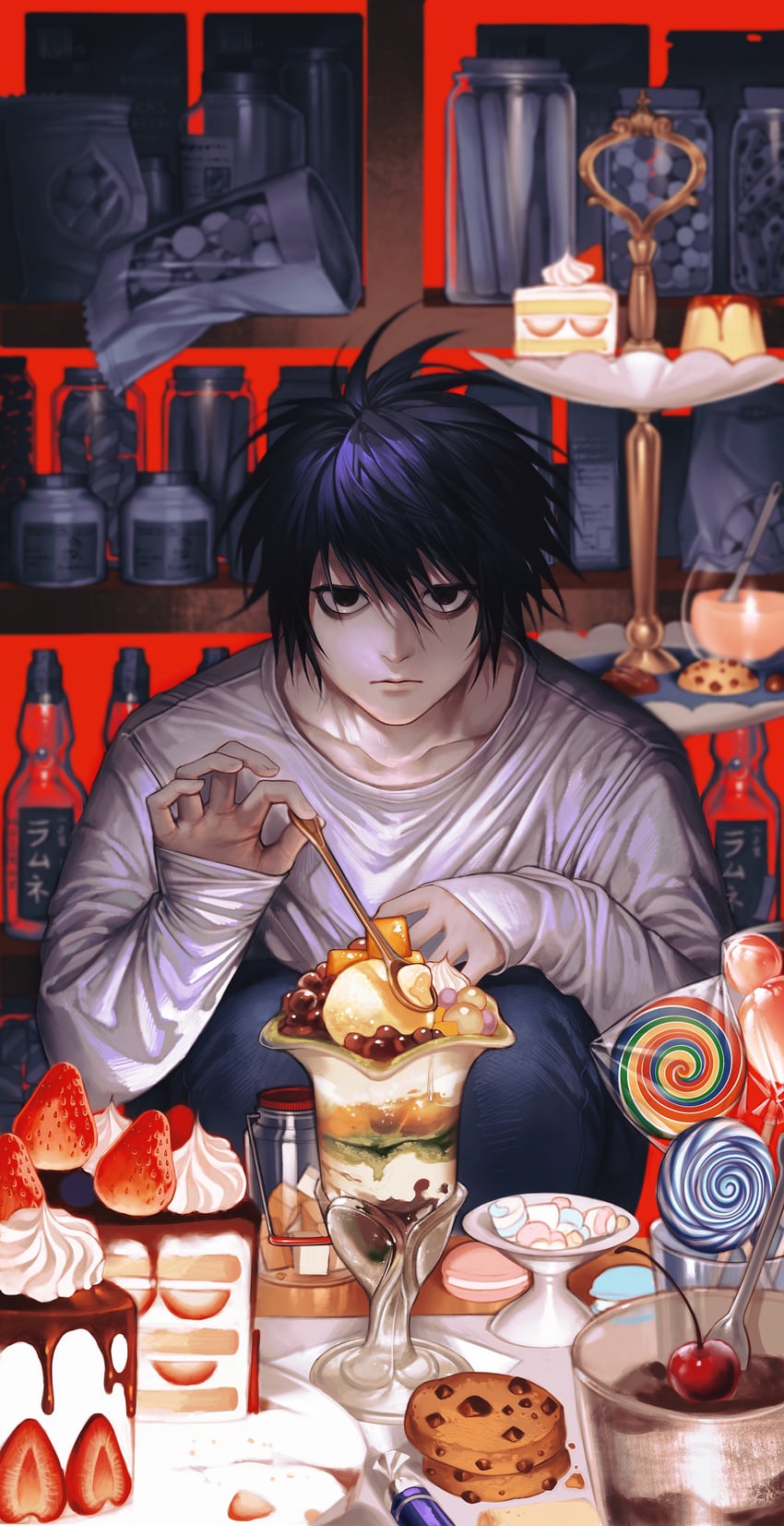 l (death note) drawn by huli_xiaobai and user_zenn5372