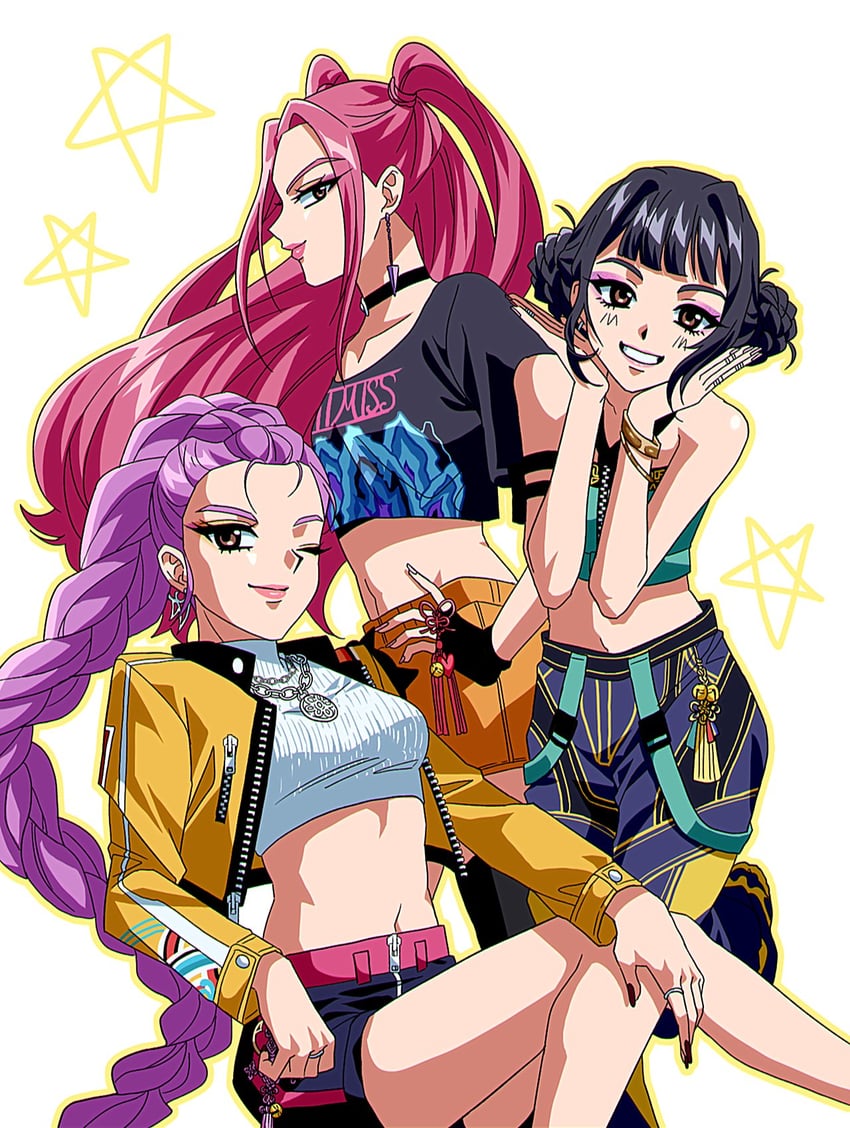 rumi, zoey, and mira (kpop demon hunters) drawn by rain_bw_d