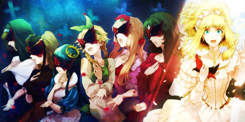 elisabeth von wettin, schneewittchen, dornroeschen, idoko, buranko, and 2 more (sound horizon and 1 more) drawn by yukizen