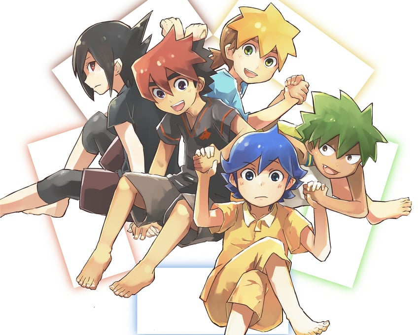 kameyama tokusa, inukai gen, mason chooki, guren nash, and ceylan jones (tenkai knights) drawn by geetgeet