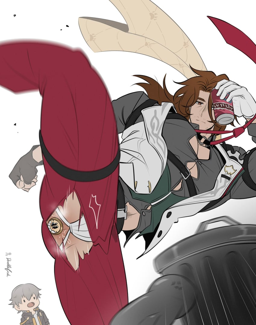 trailblazer, caelus, gallagher, and lordly trashcan (honkai and 1 more) drawn by doodlefish