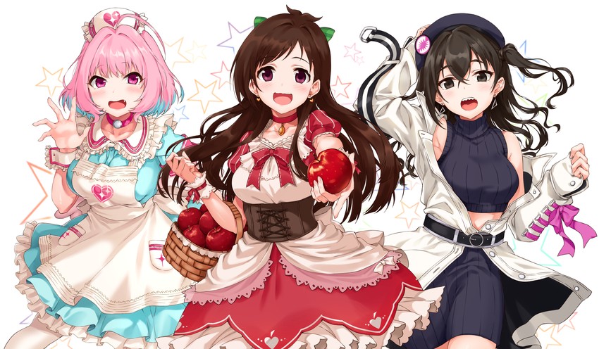 yumemi riamu, sunazuka akira, and tsujino akari (idolmaster and 1 more) drawn by sirurabbit