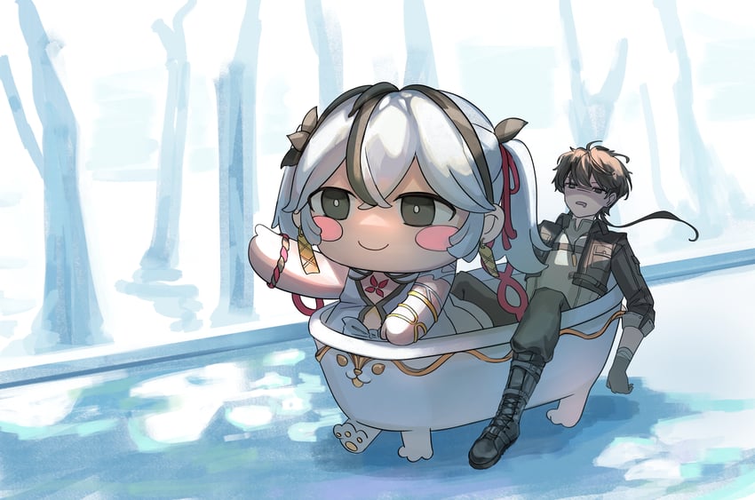 rover, male rover, camellya, and tubpup (wuthering waves) drawn by jiji_(gjwr2448)