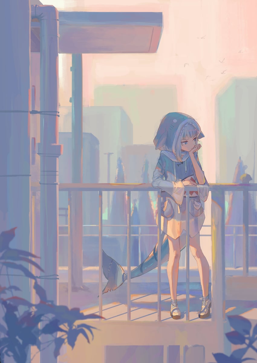 gawr gura (hololive and 1 more) drawn by rikkusu