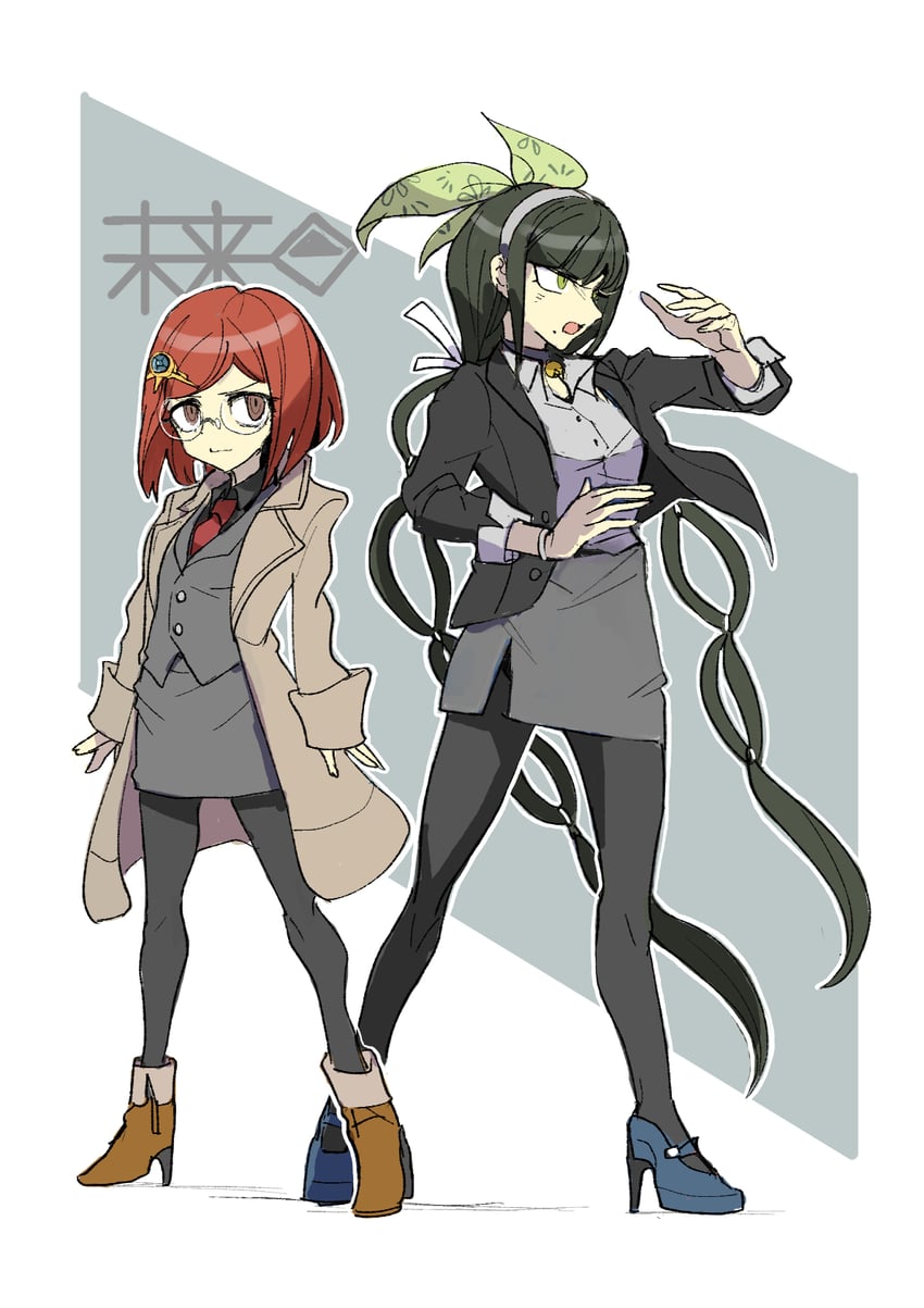 yumeno himiko and chabashira tenko (danganronpa and 1 more) drawn by kumakoro_(tetsupag)