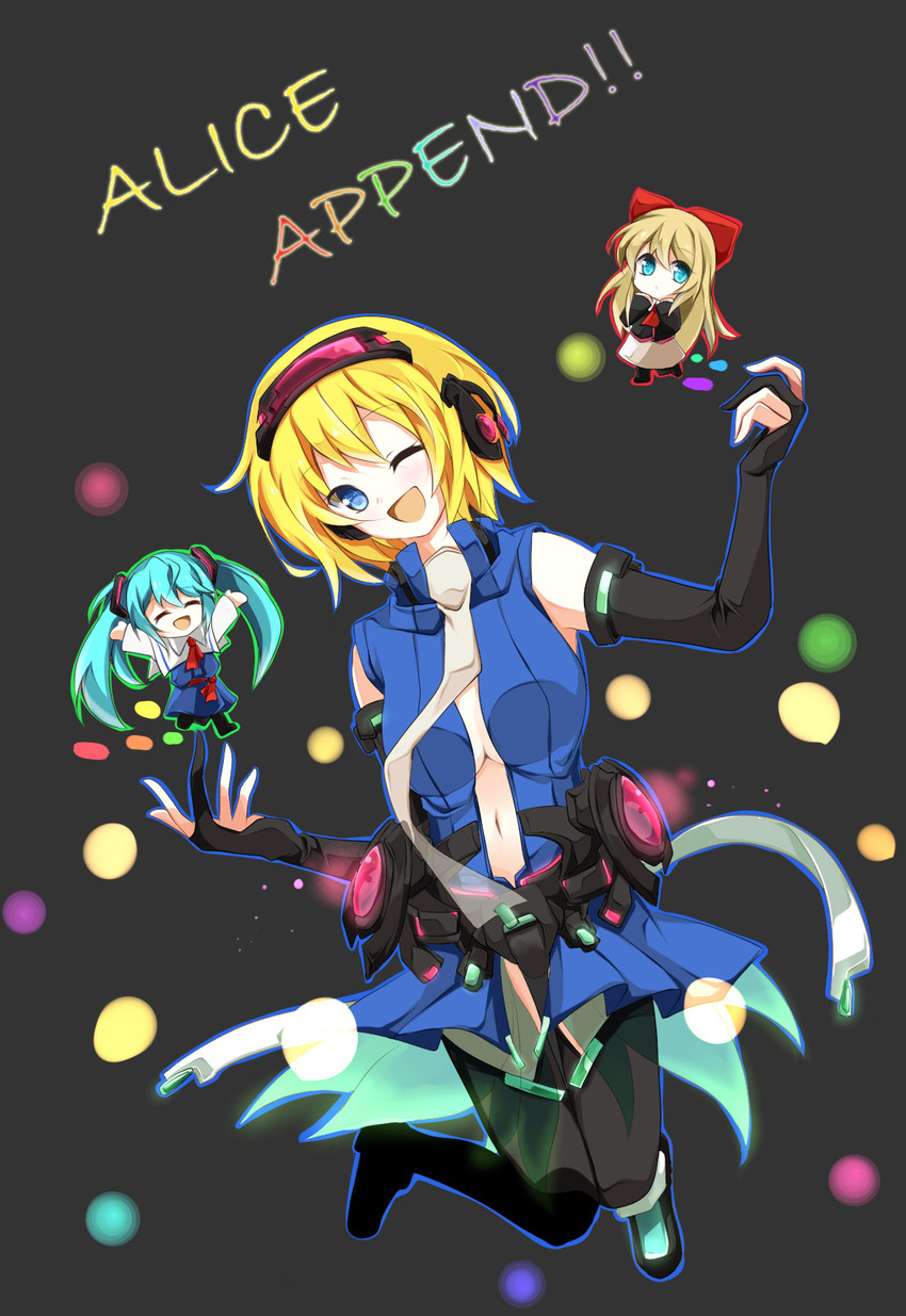 hatsune miku, alice margatroid, and shanghai doll (touhou and 1 more) drawn by faech