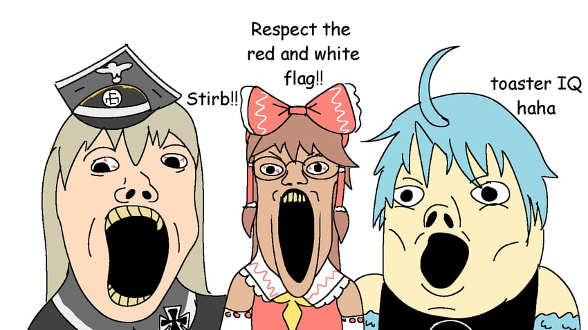 hakurei reimu, papi, wojak, and soyjak (touhou and 1 more)