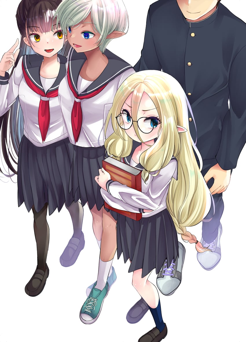 shane el rim, silva, shiraishi, and marie (elf-senpai wa xxxx shitai) drawn by kameyoshi_ichiko