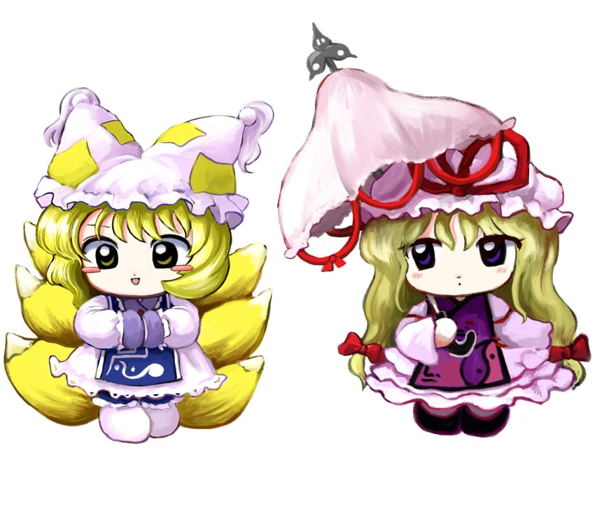 yakumo yukari and yakumo ran (touhou) drawn by rusuban_(yakumora_n)