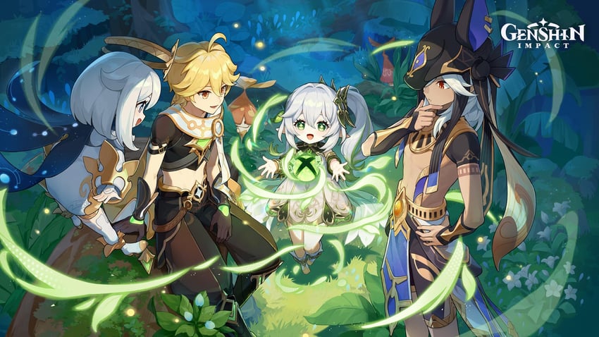 aether, nahida, paimon, and cyno (genshin impact and 1 more)