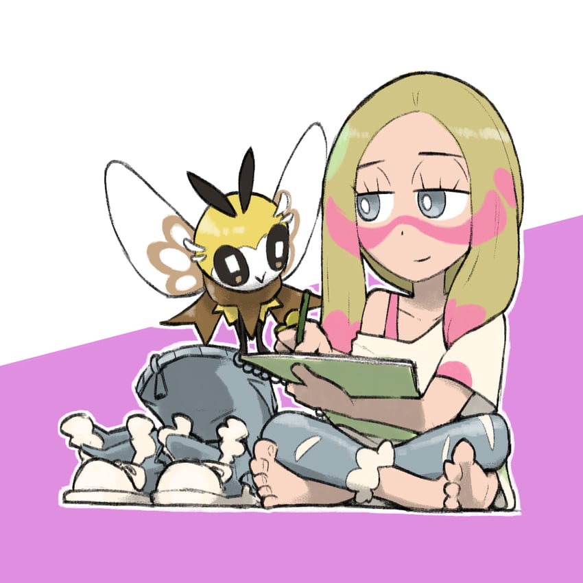 ribombee and mina (pokemon and 1 more) drawn by blacknirrow