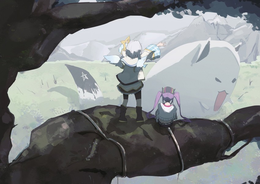 tokoyami towa, amane kanata, bibi, and fubuzilla (hololive) drawn by minagokoro