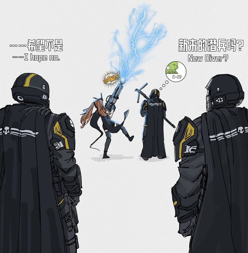 ump9, helldiver, and lenna (girls' frontline and 2 more) drawn by south_cn