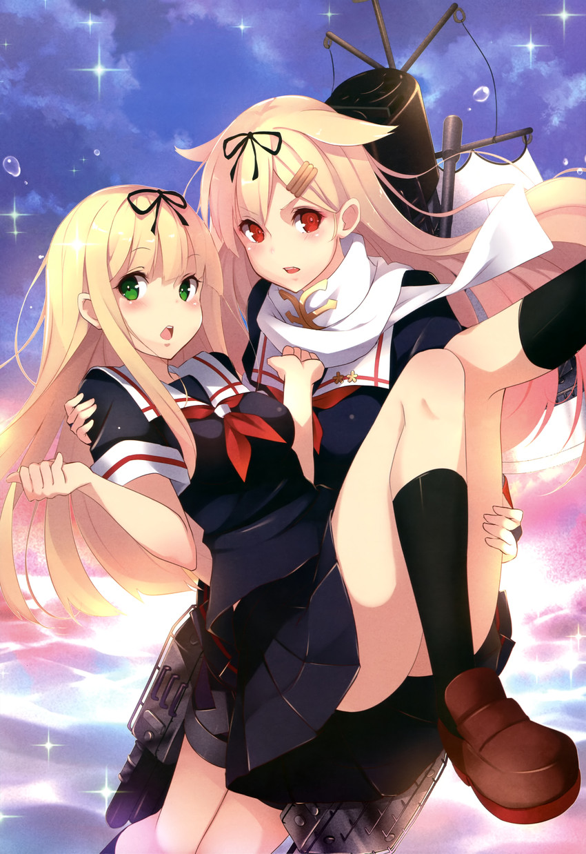yuudachi and yuudachi kai ni (kantai collection and 1 more) drawn by kujou_ichiso