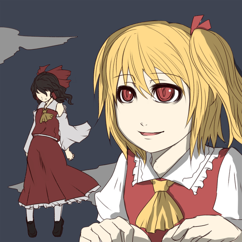 hakurei reimu and flandre scarlet (touhou) drawn by sasaoka_tatsu