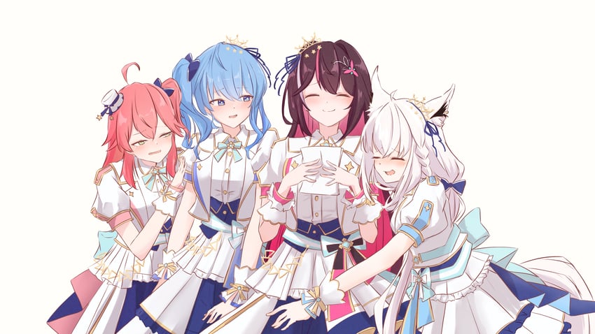 shirakami fubuki, hoshimachi suisei, sakura miko, and azki (hololive) drawn by chamomile_(kazumasa)