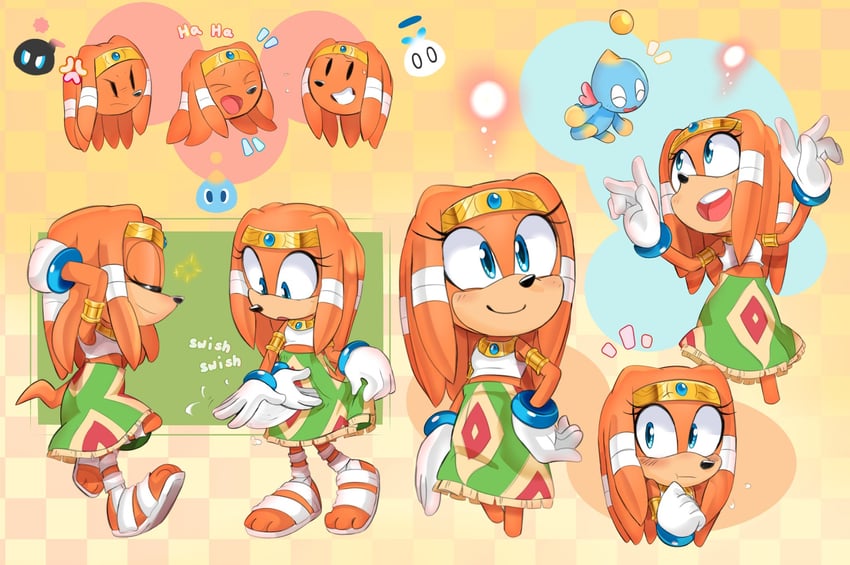 neutral chao, tikal the echidna, and hero chao (sonic) drawn by galaxylover06
