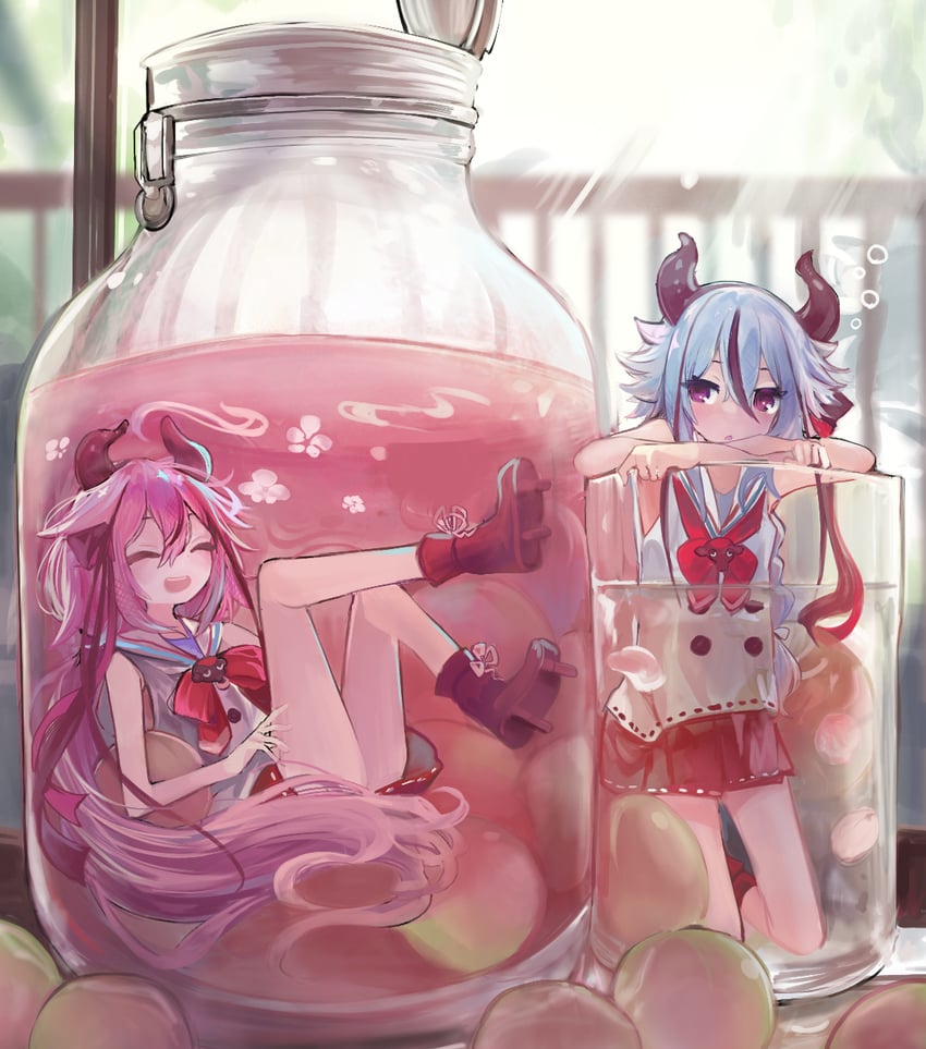 meika hime and meika mikoto (vocaloid and 1 more) drawn by microa