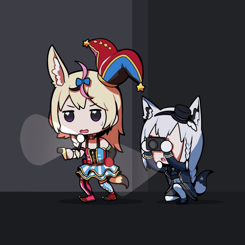 shirakami fubuki and omaru polka (hololive and 1 more) drawn by yuikannon