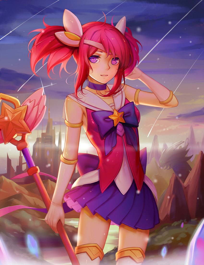 lux, star guardian lux, and baron nashor (league of legends) drawn by sonikey0_0