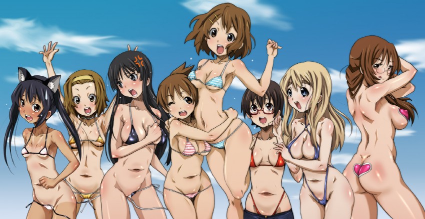 akiyama mio, nakano azusa, hirasawa yui, tainaka ritsu, kotobuki tsumugi, and 3 more (k-on!) drawn by hirokawa_kouichirou