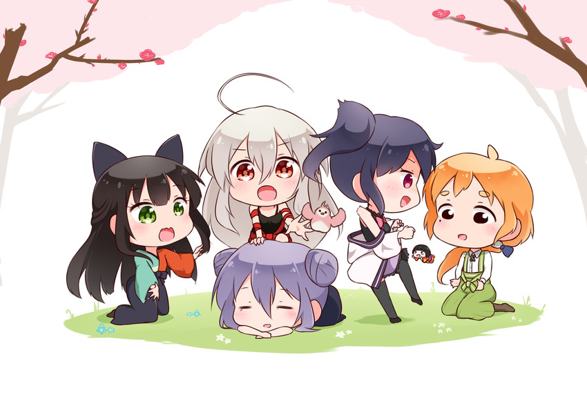 chiya, tatsumi kon, yukimi koume, natsume nono, and nijou omi (urara meirochou) drawn by mado_kara_konnichiwa