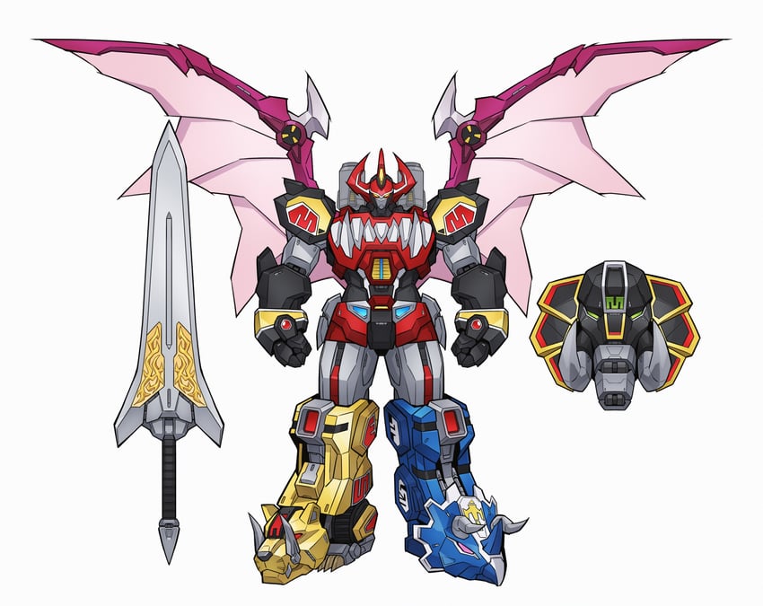 daizyuzin and dino megazord (super sentai and 3 more) drawn by onion_maru