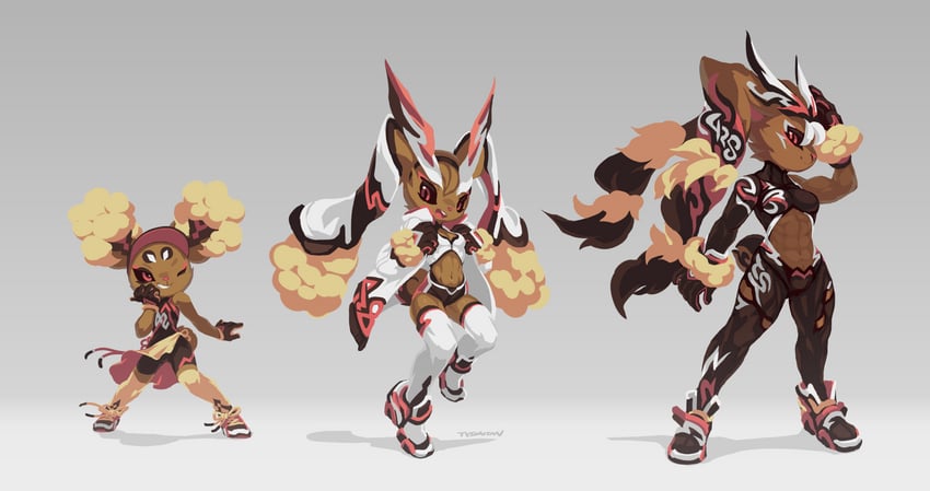 lopunny, buneary, and mega lopunny (pokemon) drawn by tyson_tan