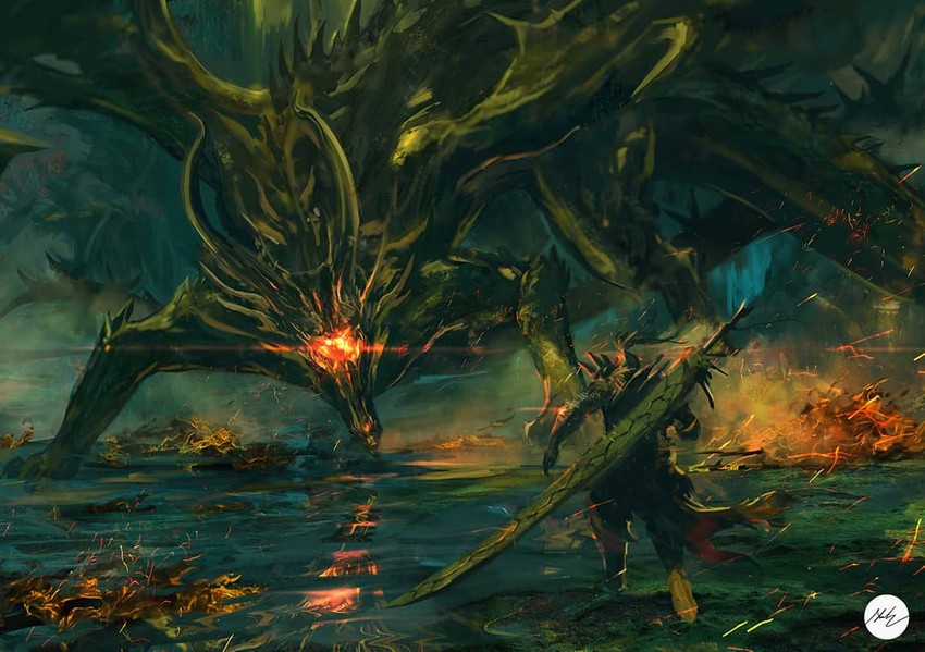 monster hunter and black dragon kalameet (monster hunter and 3 more) drawn by shimhaq